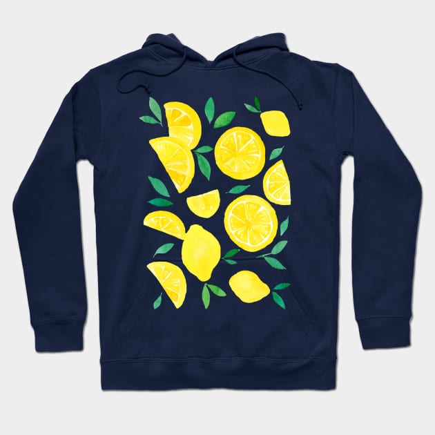 Watercolor lemons yellow Hoodie by wackapacka